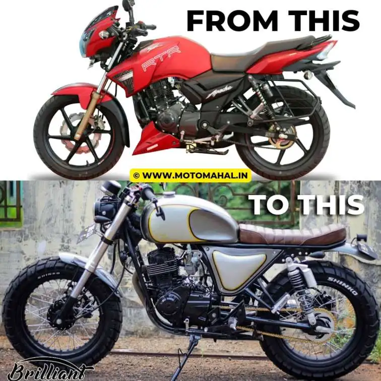 Modified TVS Apache 160 into a Scrambler by Brilliant Custom Motorcycle